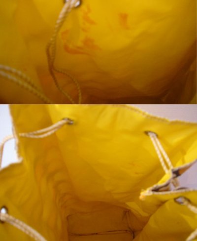 画像3: **北欧 黄色と茶色の花柄　巾着ポーチ（大）  **