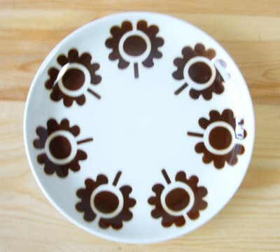 画像1: **arabia　cake plate(お花ブラウン)  **